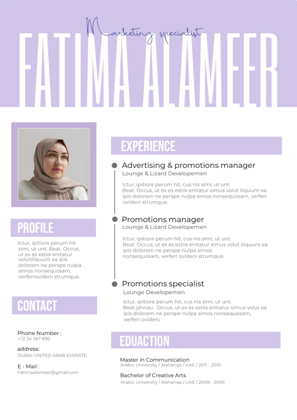 CV Design, download and edit for free design template - CVs from the Andalusi design app