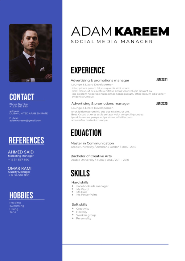 Professional CV Design, download and edit for free design template - CVs from the Andalusi design app