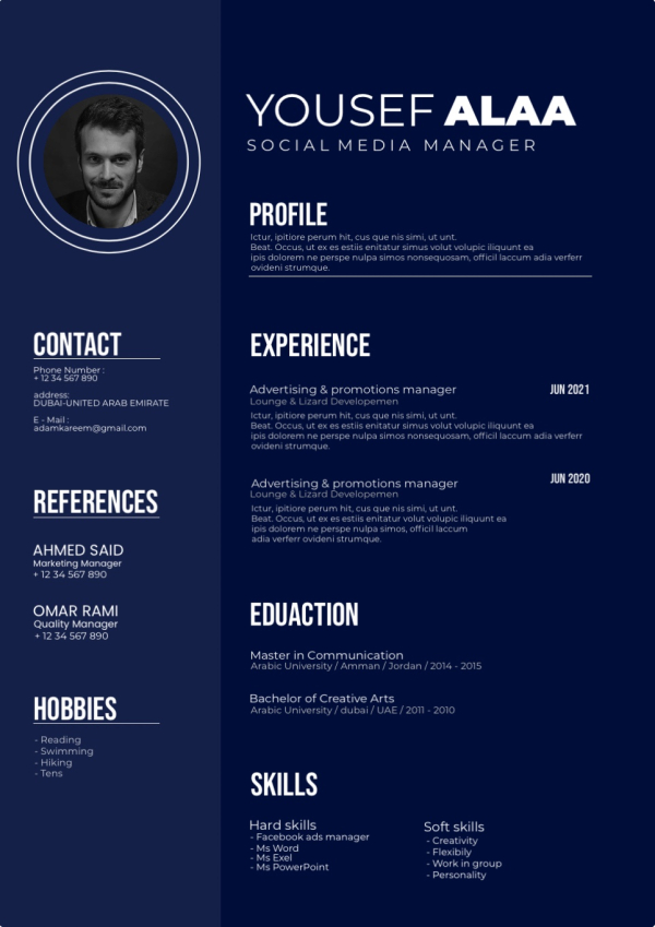 Design CV, download and edit for free design template - CVs from the Andalusi design app