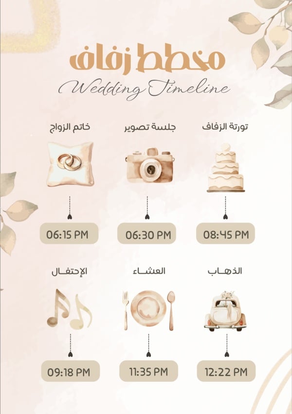 Design Wedding Timeline, download and edit for free design template - Wedding, Wedding Planners from the Andalusi design app