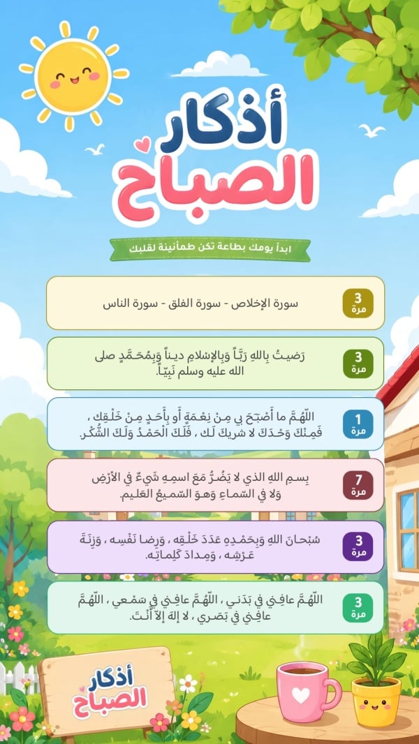 قالب تصميم تصميم أذكار الصباح بعبارة ابدأ يومك بطاعة - أذكار الصباح, أذكار من تطبيق أندلسي للتصميم