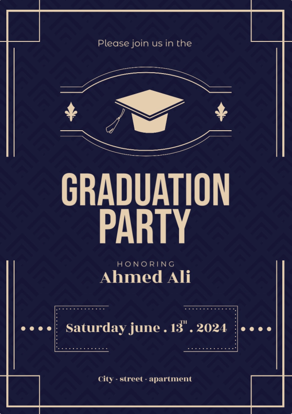 Graduation Invitation Design, download and edit for free design template - Graduation from the Andalusi design app
