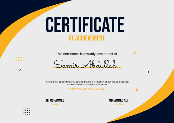 Design Certificate, download and edit for free design template - Certificates from the Andalusi design app