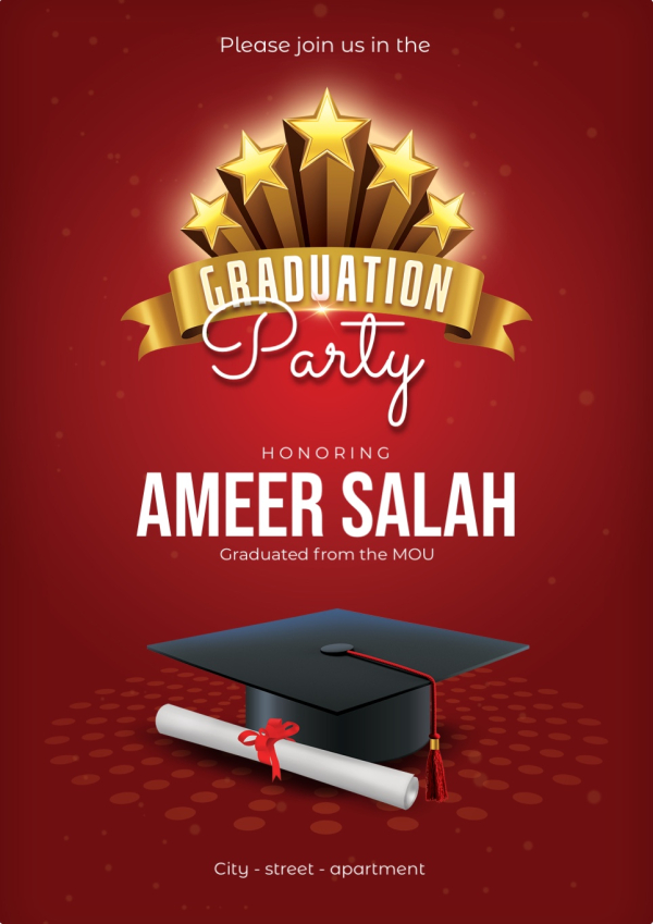 Graduation Invitation Design, download and edit for free design template - Graduation from the Andalusi design app
