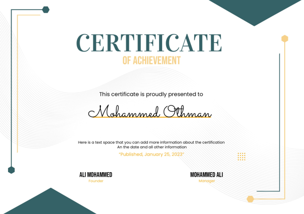 Design Certificate, download and edit for free design template - Certificates from the Andalusi design app