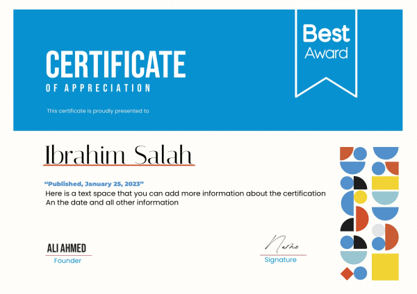 Design Certificate of Appreciation, download and edit for free design template - Certificates from the Andalusi design app
