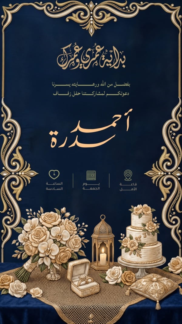 Elegant Wedding Invitation Design, download and edit for free design template - Invitations, Wedding from the Andalusi design app