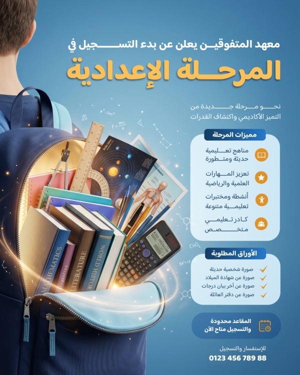 Design for Middle School Announcement, download and edit for free design template - Back To School, Business from the Andalusi design app
