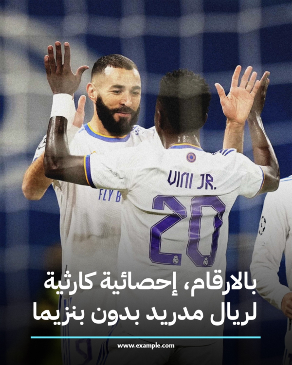 Design for Sport, Shocking Stats for Real Madrid Without Benzema, download and edit for free design template - Sport from the Andalusi design app