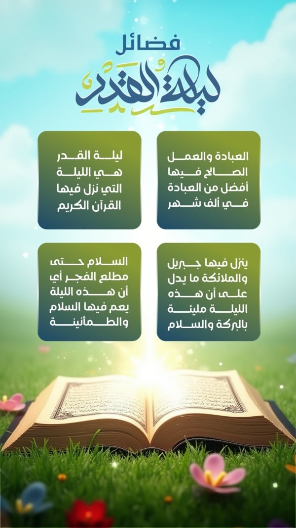 Design of the Virtues of Laylat al-Qadr, download and edit for free design template - Ramadan, Islamic from the Andalusi design app