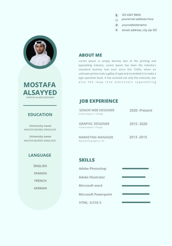 CV Design, download and edit for free design template - CVs from the Andalusi design app