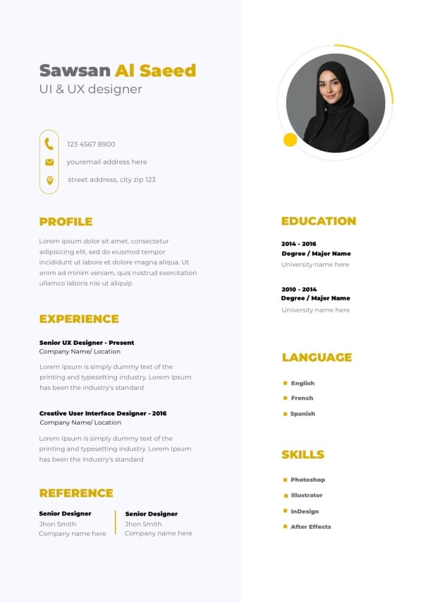 Design CV, download and edit for free design template - CVs from the Andalusi design app