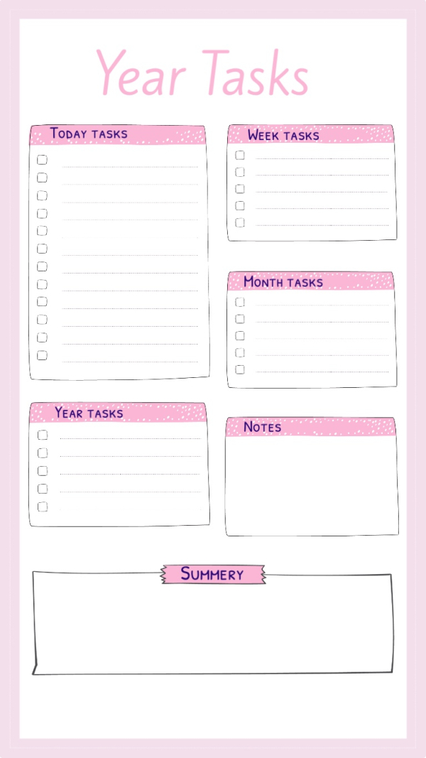 Yearly Tasks Design, download and edit for free design template - Productivity from the Andalusi design app