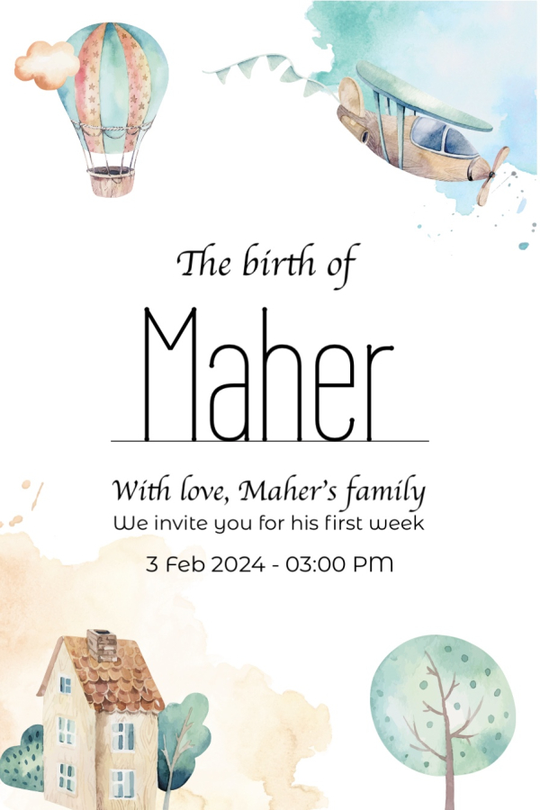 New Born Design Invitation, download and edit for free design template - New Born from the Andalusi design app