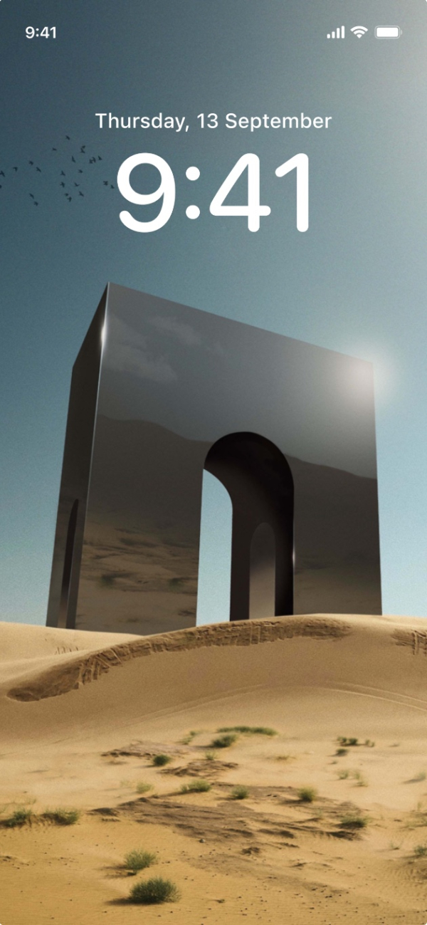 Design Wallpaper with Metallic Structure in Desert, download and edit for free design template - Wallpapers from the Andalusi design app