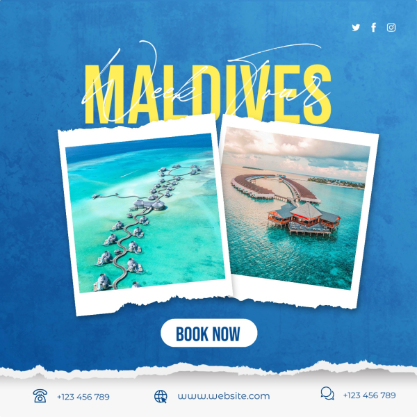 Design Travel Services to Maldives, download and edit for free design template - Post, Marketing, Services from the Andalusi design app