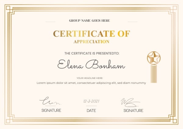 Design Certificate of Appreciation, download and edit for free design template - Certificates, English templates from the Andalusi design app