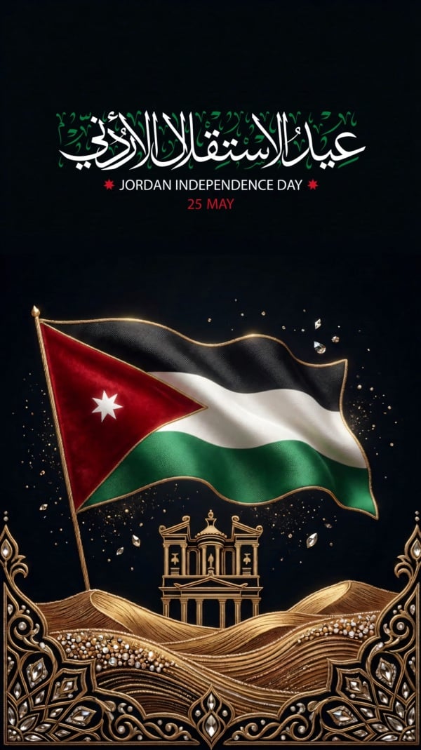 Jordanian Independence Day Design, download and edit for free design template - Jordanian Day, Greeting from the Andalusi design app
