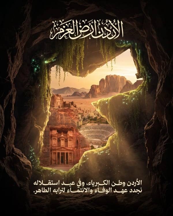 Jordanian Day Design, download and edit for free design template - Jordanian Day, Greeting from the Andalusi design app