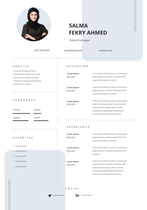 Professional CV Design, download and edit for free design template - CVs from the Andalusi design app