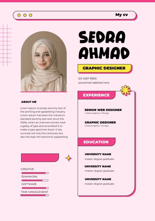 Design CV, download and edit for free design template - CVs from the Andalusi design app