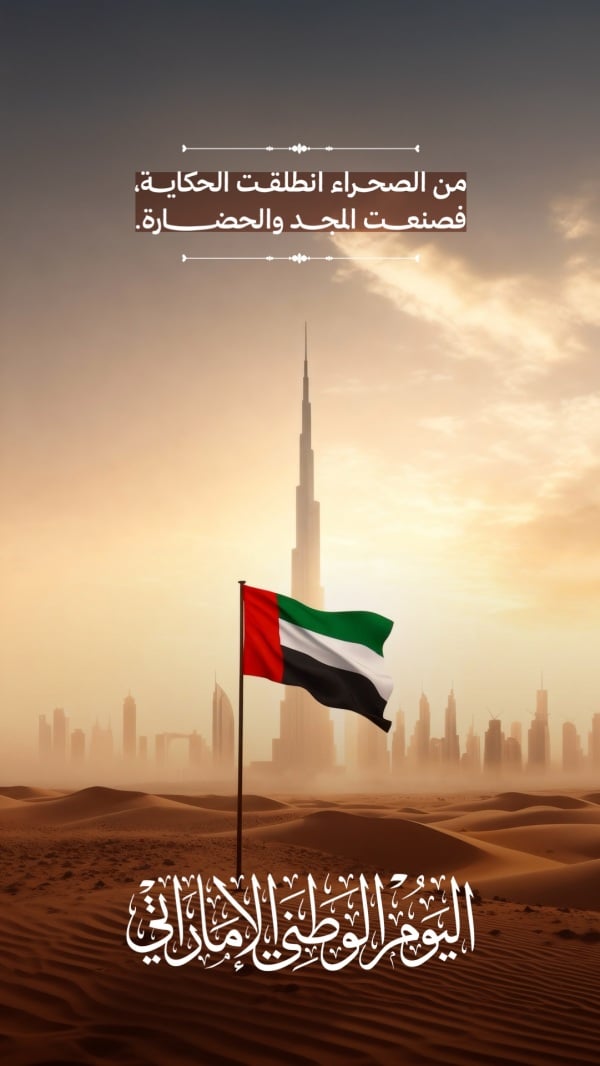 Design for UAE National Day Greeting, download and edit for free design template - UAE National Day, Greeting from the Andalusi design app