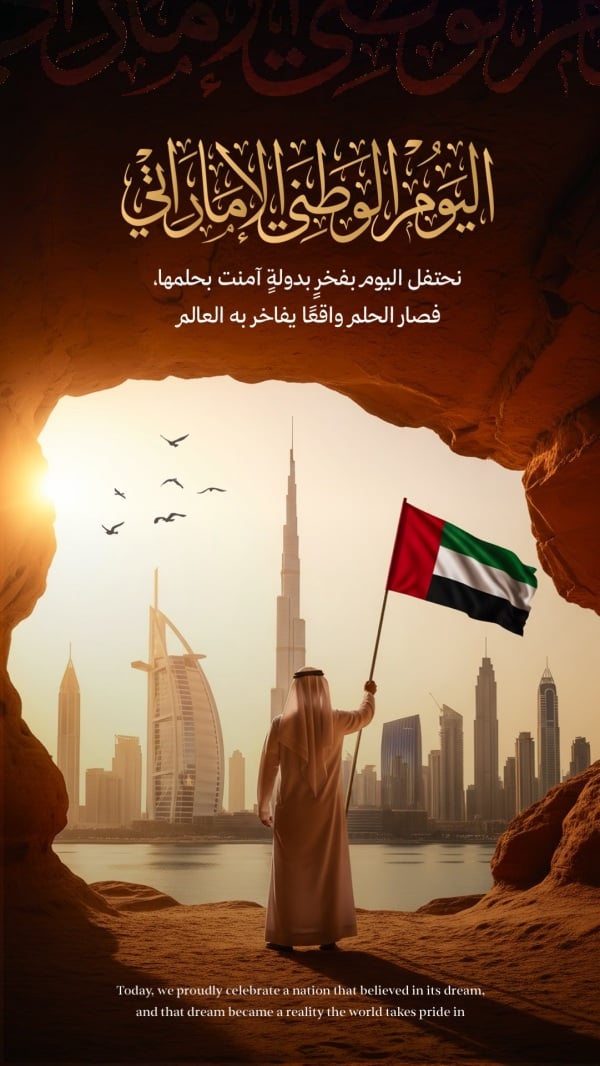 UAE National Day Design, download and edit for free design template - UAE National Day, Greeting from the Andalusi design app