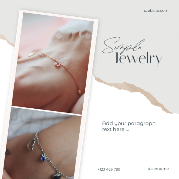 Simple Jewelry Design, download and edit for free design template - Post, Marketing, Promotions from the Andalusi design app