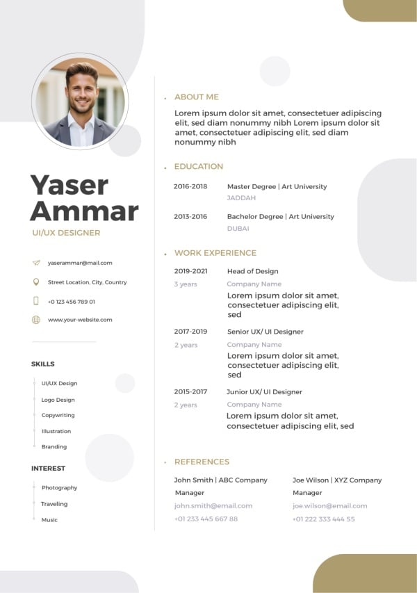 Design CV, download and edit for free design template - CVs from the Andalusi design app
