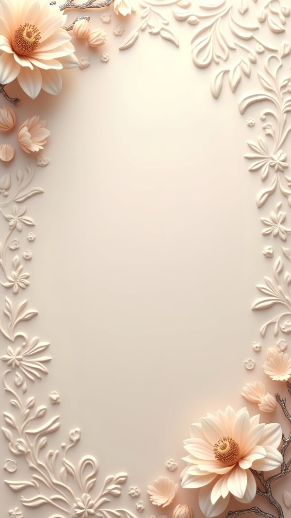 Design Empty Card Decorated with Flowers, download and edit for free design template - Invitation Empty Cards, Empty Cards from the Andalusi design app