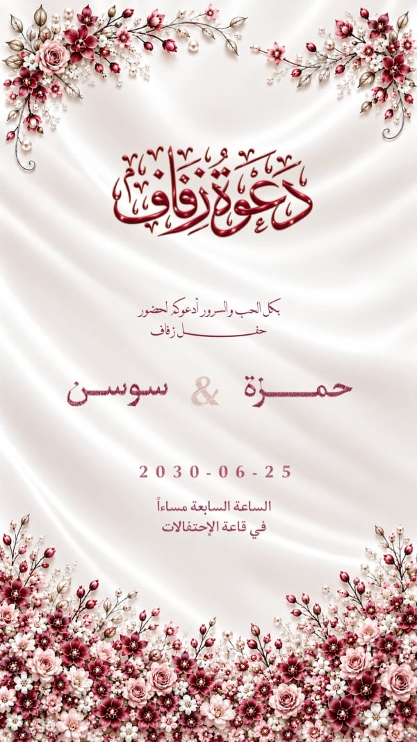 قالب تصميم احترافي - زفاف, دعوات من تطبيق أندلسي للتصميم