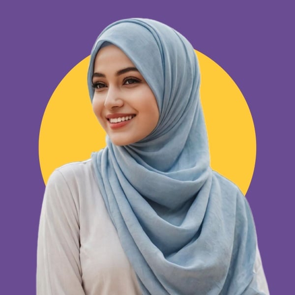 Design Profile of a Hijab-Wearing Woman, download and edit for free design template - Profile from the Andalusi design app