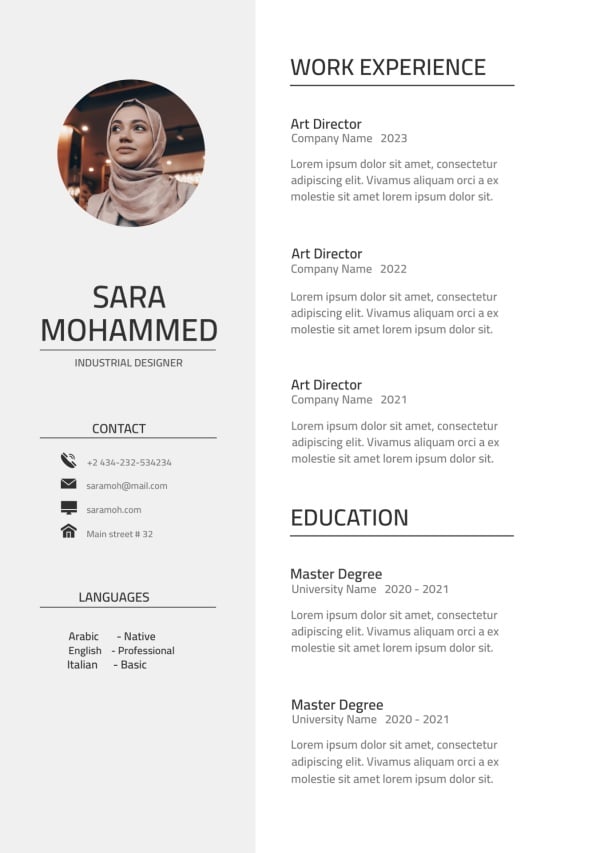 Design CV, download and edit for free design template - CVs from the Andalusi design app