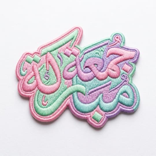 'Congratulations' colourful 3D Arabic calligraphy, AI-generated in Andalusi