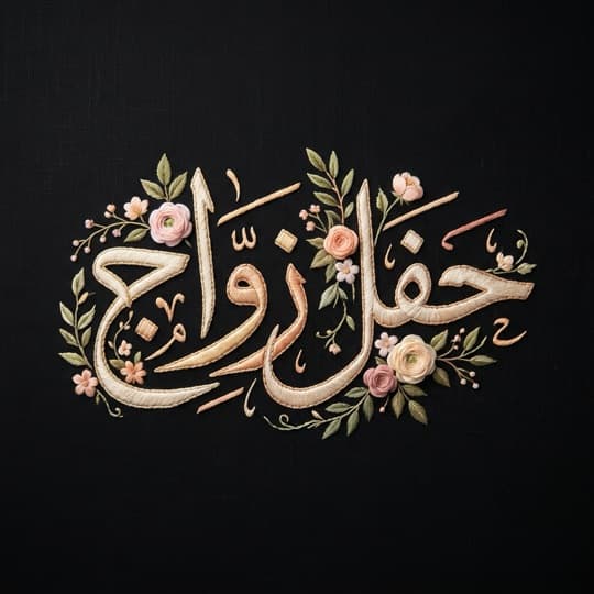 'Wedding' Arabic calligraphy in an ornate AI style in Andalusi
