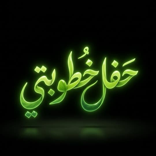 'My engagement' glowing Arabic calligraphy, AI-generated in Andalusi