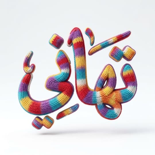 Colourful 3D Arabic calligraphy, AI-generated in Andalusi