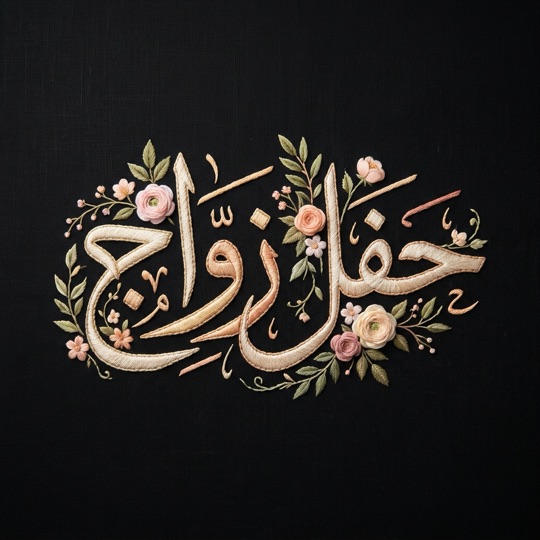 مخطوطة (حفل زواج) بخط عربي مزخرف بالذكاء الاصطناعي