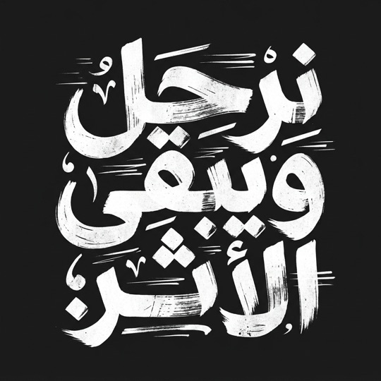 مخطوطة (نرحل ويبقى الأثر) بخط عربي بالذكاء الاصطناعي